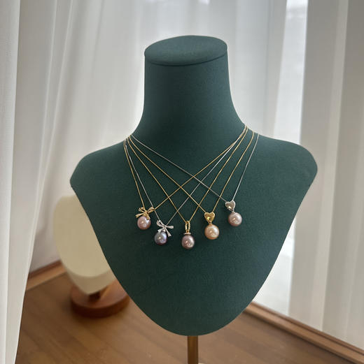 混彩淡水珍珠小吊坠集锦 9-10mm 正圆 细微微瑕 轻微生长痕迹 商品图3