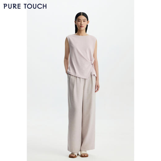 PURE TOUCH 26春夏新款扭结无袖T恤百搭棉混纺解构上衣商场同款 商品图1