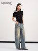 【复古弯刀】阿菁娜春夏新款弯刀牛仔裤立体剪裁藏肉显瘦不压个高腰拉比例遮胯宽F31C210025 商品缩略图2