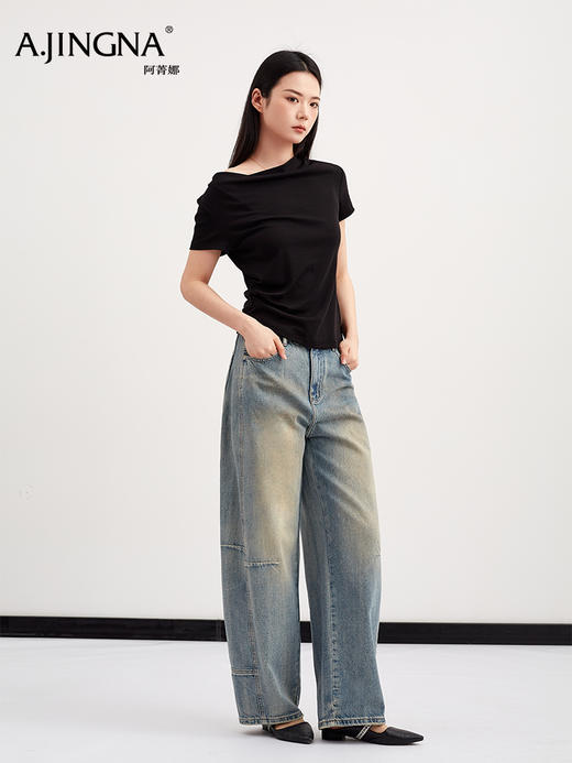 【复古弯刀】阿菁娜春夏新款弯刀牛仔裤立体剪裁藏肉显瘦不压个高腰拉比例遮胯宽F31C210025 商品图2