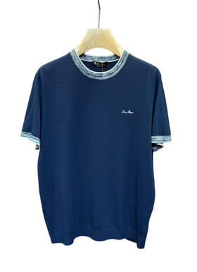 男款针织刺绣短袖T恤la015