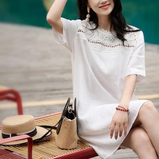 Meline Kaylin「一生浮梦」亚麻天丝短袖/连衣裙，南法假日风，在极简与极繁间成就的高级感【3-5天发货】 商品图9