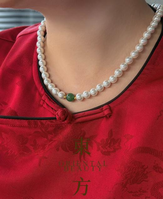 【母亲节礼物】金六福吉祥 足金和田玉澄波贝影项链/天然翡翠葫芦深海幻光项链 商品图1