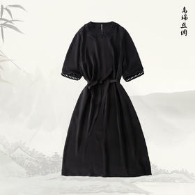 ³【玺茉】桑蚕丝镂空圆领连短袖连衣裙 90桑蚕丝 519893 XN03-SD-NSSF【香云纱专区】