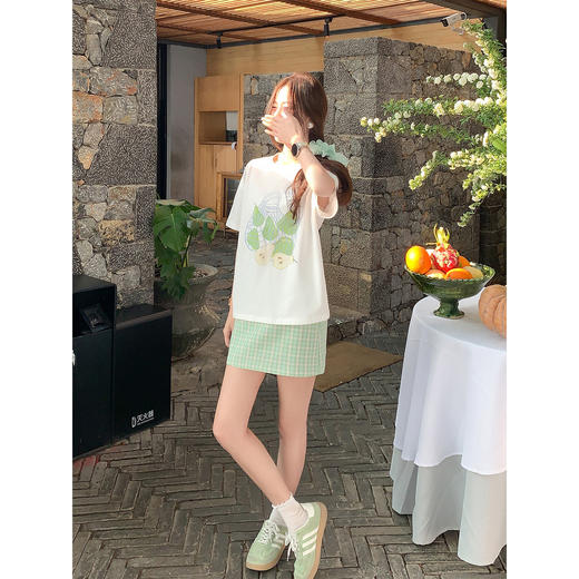 <曾小咸推荐> 韩系印花白色圆领短袖t恤【预售7-15天发货】 商品图2