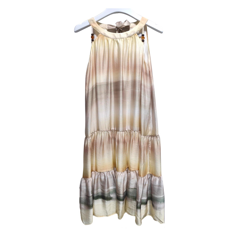 麦寻透明黄长款连衣裙QLLES15A