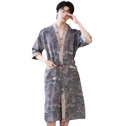 【优质天 然棉、双层纱越洗越柔软】a类春夏薄款睡衣纯棉双层纱布浴袍家居服睡袍情侣款吸水速 干浴衣.TA 商品图4