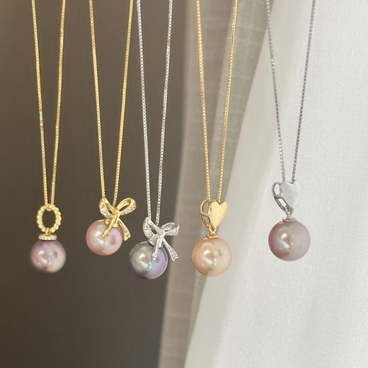 混彩淡水珍珠小吊坠集锦 9-10mm 正圆 细微微瑕 轻微生长痕迹 商品图2