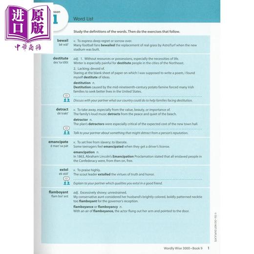 【中商原版】美国进口原版学术词汇书3000词 9级课本+练习册+答案+音频 Wordly Wise W3000核心英语单词KET剑桥托福PET雅思SAT 商品图3