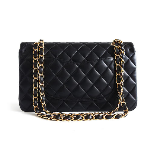 【95新】CHANEL香奈儿CF系列A01112 Y01295 94305中号黑金羊皮CF链条包单肩斜挎包女士130426AK29 商品图4
