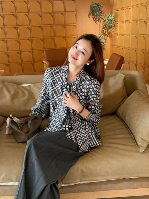 2604311     max蓝色格纹 真丝衬衫 商品图0