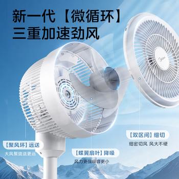 美的（Midea）【暴风循环】空气循环扇大风量摇头电风扇家用台式落地扇轻音卧室节能小风扇柔风轻羽扇 FGA24TQ 商品图4