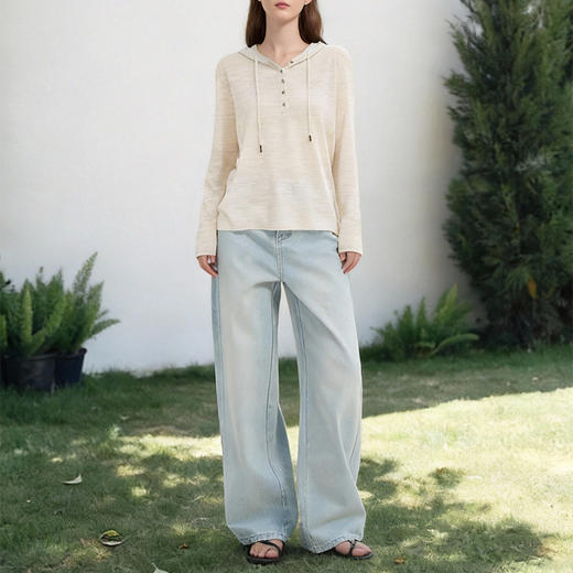 【2件9折】【Petit Bari】立体分割弯刀型阔腿牛仔裤直筒 商品图2