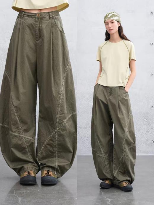 半圆/C6113029502S/拼贴宽松休闲弯刀裤 商品图0