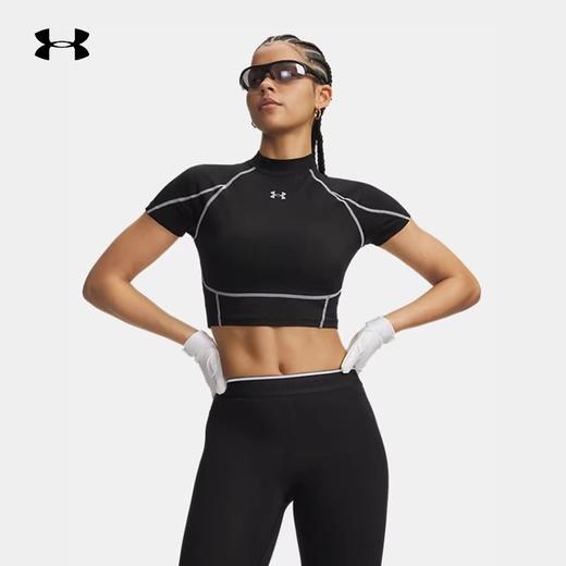 安德玛 UA女子 HeatGear 速干健身训练运动紧身短袖T恤-6014710-008 商品图0