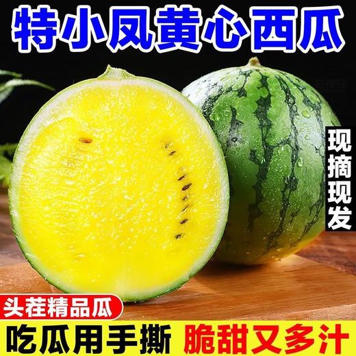 【梦中情瓜❗️冰淇淋黄心西瓜】当季限量，超好吃，淡淡奶香味•入口就化成一汪糖水！特小凤黄瓤手撕西瓜新鲜水果整箱脆甜皮薄黑籽 商品图2