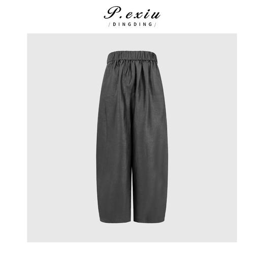 PanYiXiu/潘依绣100%桑蚕丝电力纺平龟极简风气质松弛松紧腰弯刀休闲裤 AB2619 商品图0