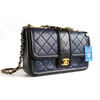【95新】CHANEL香奈儿A91365 Y07659 C9955蓝黑拼色羊皮菱格CF链条包单肩包女士070426NJS17 商品缩略图2