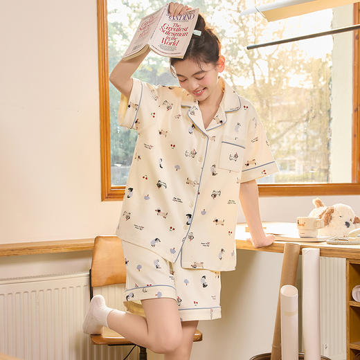 【69元1套】纯棉舒适女士夏日卡通小狗短袖短裤套装-H2950 商品图8