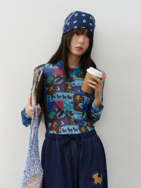 半圆/C66370110/修身休闲小立领波普印花T恤