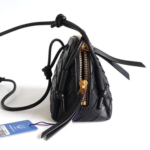 【95新】BV葆蝶家黑色Concert编织贝壳包单肩包女士090426AK05 商品图3