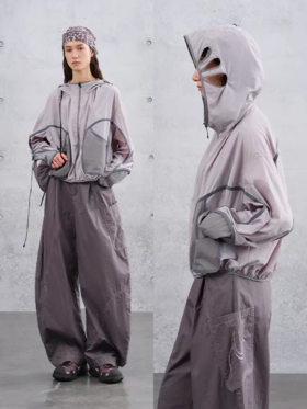 半圆/C65810345/轻户外解构拼接连帽短外套