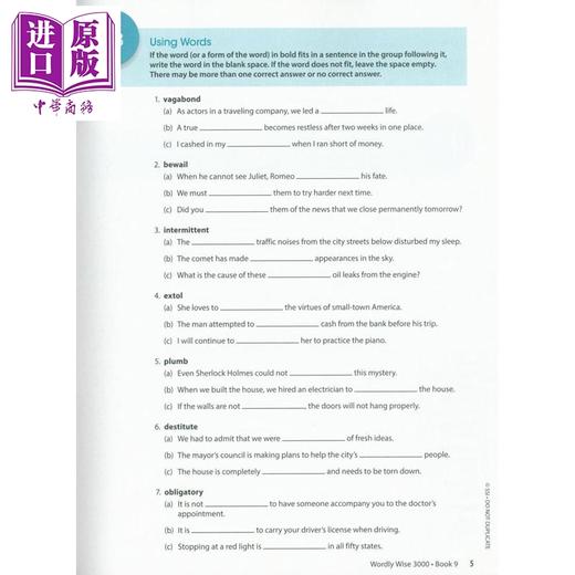 【中商原版】美国进口原版学术词汇书3000词 9级课本+练习册+答案+音频 Wordly Wise W3000核心英语单词KET剑桥托福PET雅思SAT 商品图2