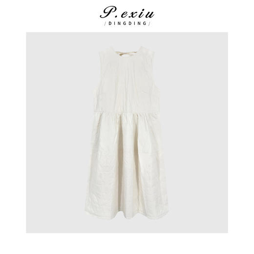 04-3潘依绣丁丁宠粉100%棉小众法式高级感显瘦露背无袖连衣裙Q12001 商品图0