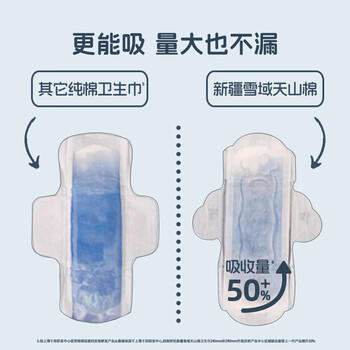 她研社新疆棉卫生巾套装 超薄日夜组合74片  100%纯棉姨妈巾京东自营 商品图2
