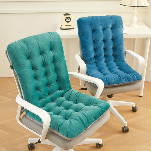 【亲肤健康面料、弹性伸缩带固定】毛绒加厚坐垫办公室电脑椅坐靠一体椅子垫学生椅垫.TA 商品图0