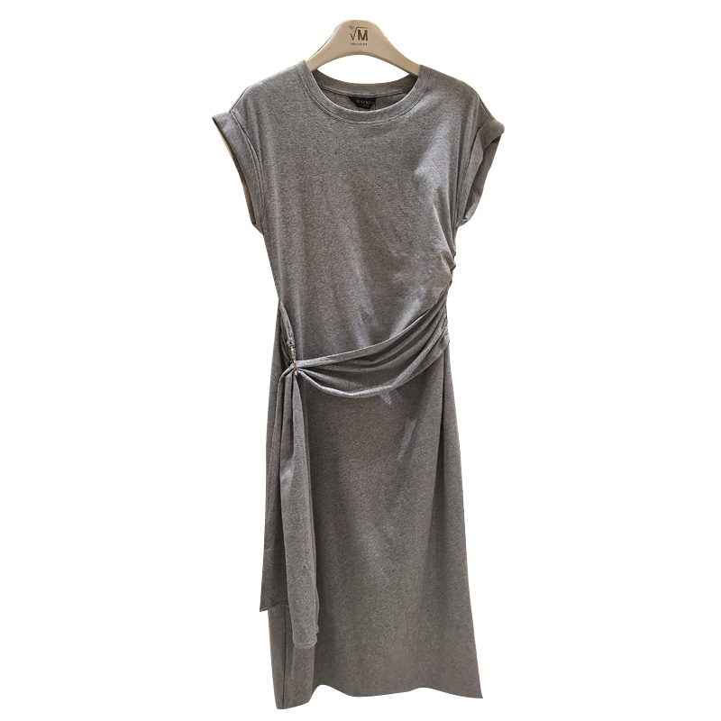 麦寻灰色长款连衣裙QLLES05A