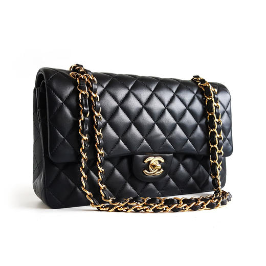 【95新】CHANEL香奈儿CF系列A01112 Y01295 94305中号黑金羊皮CF链条包单肩斜挎包女士130426AK29 商品图2