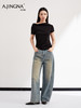【复古弯刀】阿菁娜春夏新款弯刀牛仔裤立体剪裁藏肉显瘦不压个高腰拉比例遮胯宽F31C210025 商品缩略图0