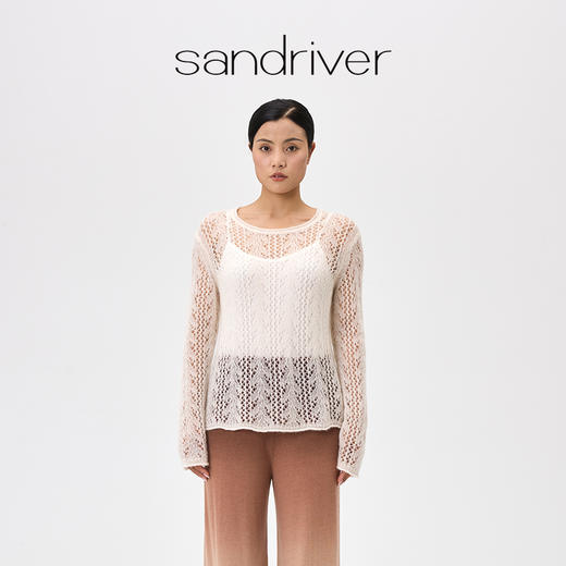 丝绒镂空圆领女套衫  SJF97W371N 商品图0