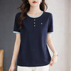 圆领短袖T恤女士夏季新款大码女装体恤拼接撞色休闲上衣洋气减龄 商品缩略图3