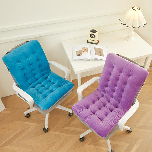 【亲肤健康面料、弹性伸缩带固定】毛绒加厚坐垫办公室电脑椅坐靠一体椅子垫学生椅垫.TA 商品图1