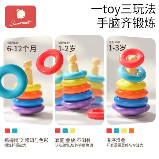 科巢儿童益智叠叠乐套圈6个月以上婴儿1一2岁早教八9个月一岁宝宝玩具 商品图2