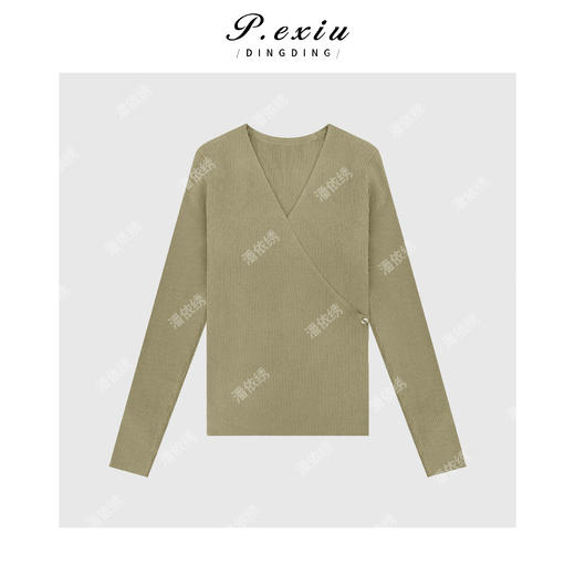04-4潘依绣丁丁宠粉极简气质百搭V领针织上衣 Z851 商品图0