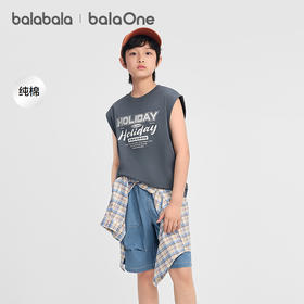 【balaOne】巴拉巴拉男童背心儿童无袖t恤2026新款夏吸湿速干全棉