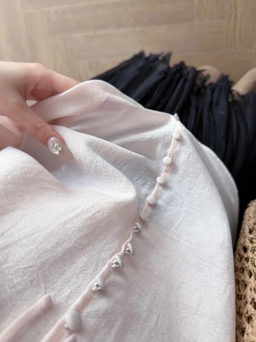 朱珠代言伊*丽同款，可系绳包扣醋酸衬衫  26Y04078- 商品图12