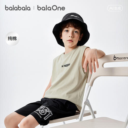 【balaOne】巴拉巴拉男童背心儿童无袖t恤2026新款夏吸湿速干全棉 商品图1