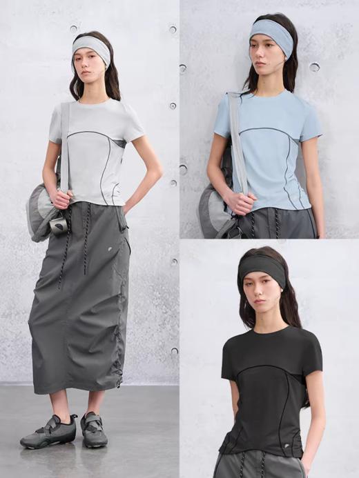 半圆/C65770291/圆领撞色拼接T恤 商品图0