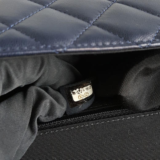 【95新】CHANEL香奈儿A91365 Y07659 C9955蓝黑拼色羊皮菱格CF链条包单肩包女士070426NJS17 商品图8