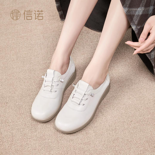 信诺2026新款夏季超软底妈妈鞋时尚轻便舒适百搭鞋子平底休闲皮鞋6C9318-18 商品图2