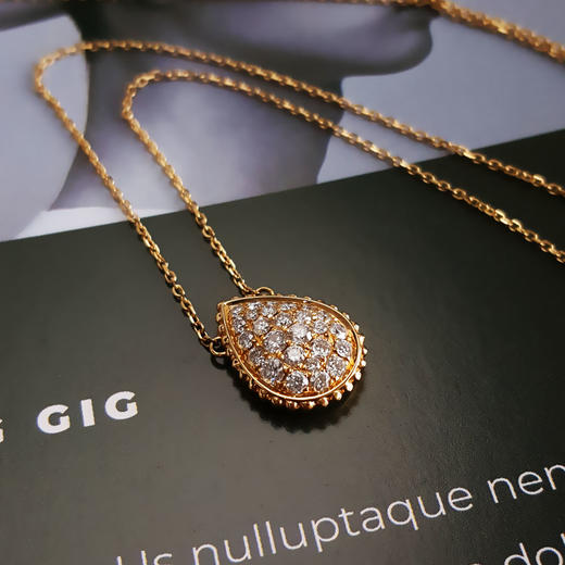 【天然正品】AU750黄金时尚简约群镶款水滴造型0.486克拉钻石吊坠项链 链长：44CM（长度可调节）250326NJS26 商品图2