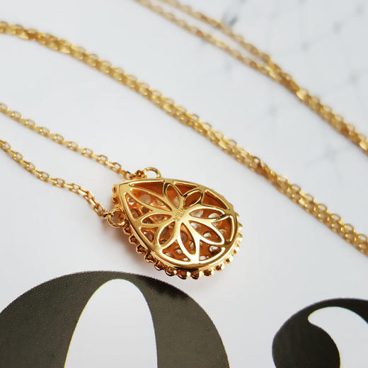 【天然正品】AU750黄金时尚简约群镶款水滴造型0.486克拉钻石吊坠项链 链长：44CM（长度可调节）250326NJS26 商品图4