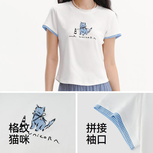 凉感T|商场同款森马插画师联名短袖T恤女夏季假两件2026新款上衣 商品图3