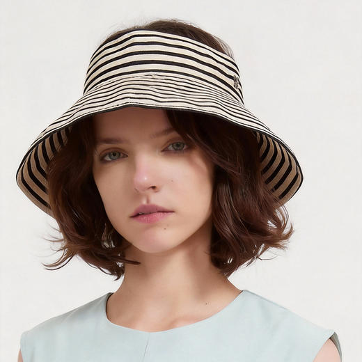 【2件9折】【Petit Bari】Petit Bari轻量实用撞色条纹便携空顶防晒帽 商品图0