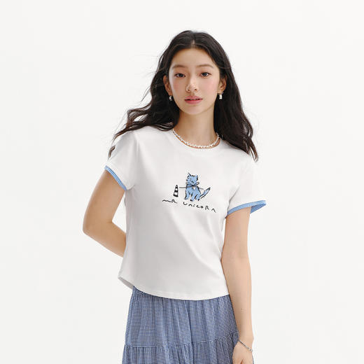 凉感T|商场同款森马插画师联名短袖T恤女夏季假两件2026新款上衣 商品图2