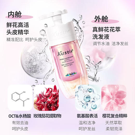 蔻斯汀玫瑰双舱花瓣柔顺丝滑洗发水500ml 商品图2